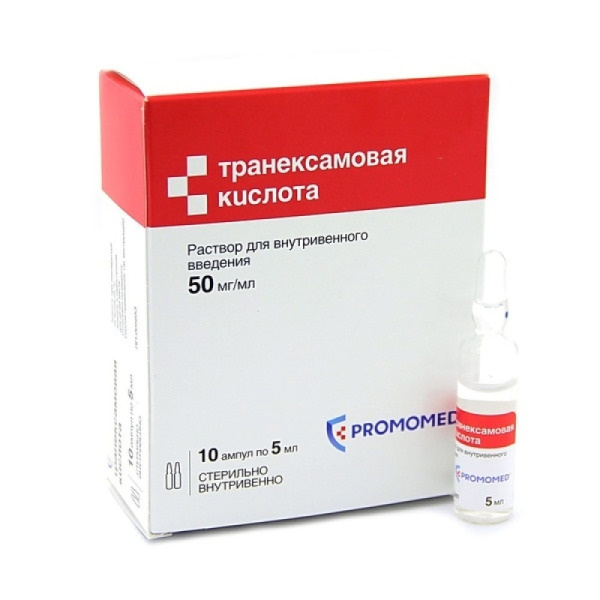 Транексамовая кислота раствор для внутривенного введения 50мг/мл x 5мл №10 фото в интернет-аптеке "Фармсервис"
