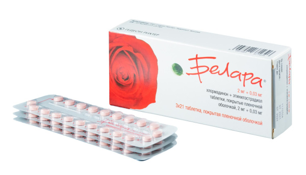 Белара таблетки, покрытые плёночной оболочкой 2мг+30мкг №63 фото в интернет-аптеке "Фармсервис"