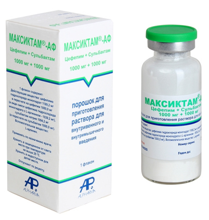 Максиктам-АФ порошок для приготовления раствора для внутривенного и внутримышечного введения 1г+1г x 2г №1 детальное фото в интернет-аптеке "Фармсервис"