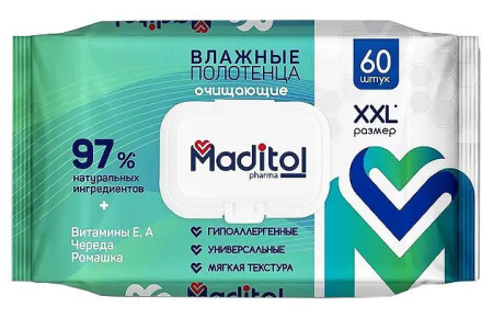 Полотенце MADITOL влажное очищающее №60 (крышка) детальное фото в интернет-аптеке "Фармсервис"