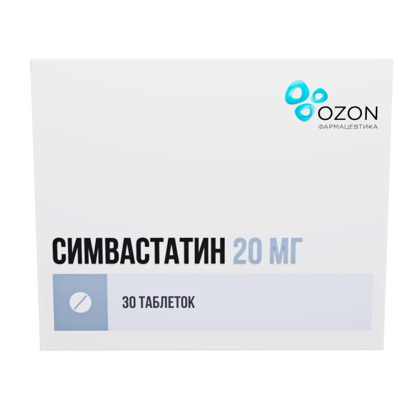Симвастатин таблетки, покрытые плёночной оболочкой 20мг №30 фото в интернет-аптеке "Фармсервис" Симвастатин таблетки, покрытые плёночной оболочкой 20мг №30 фото в интернет-аптеке "Фармсервис"