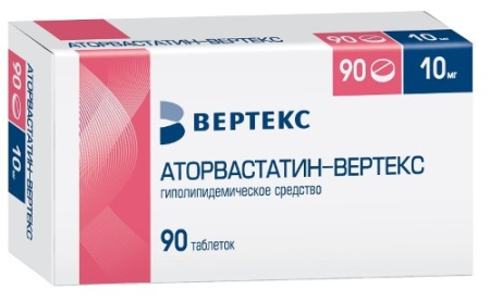 Аторвастатин-ВЕРТЕКС таб. п/пл. об. 10мг №90 детальное фото в интернет-аптеке "Фармсервис"