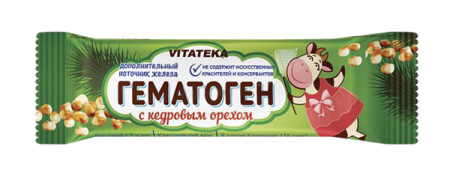 Гематоген ВИТАТЕКА с кедровым орехом 40г детальное фото в интернет-аптеке "Фармсервис"