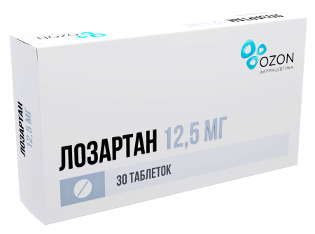 Лозартан таблетки, покрытые плёночной оболочкой 12.5мг №30 детальное фото в интернет-аптеке "Фармсервис"