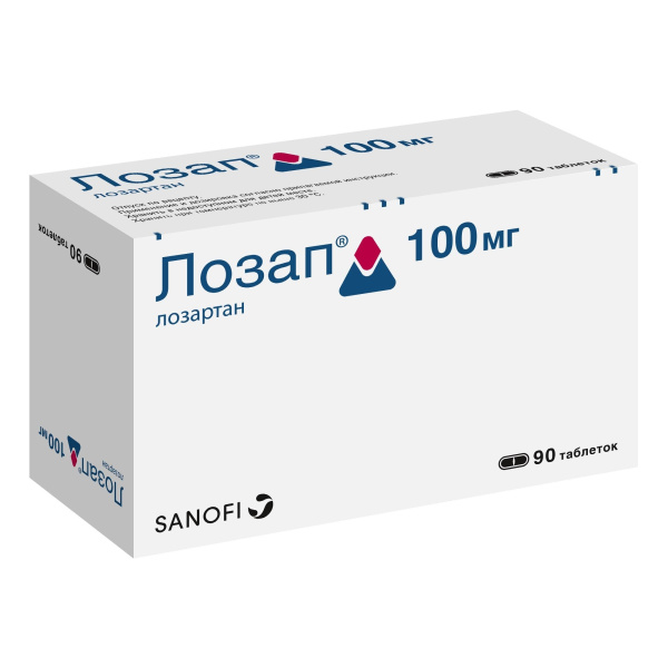Лозап таблетки, покрытые плёночной оболочкой 100мг №90 фото в интернет-аптеке "Фармсервис"