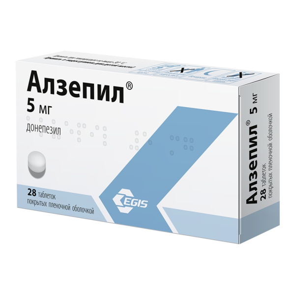 Алзепил таблетки, покрытые плёночной оболочкой 5мг №28 фото в интернет-аптеке "Фармсервис"