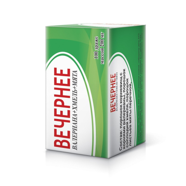 Вечернее (Валериана+Хмель+Мята) драже №100 фото в интернет-аптеке "Фармсервис"