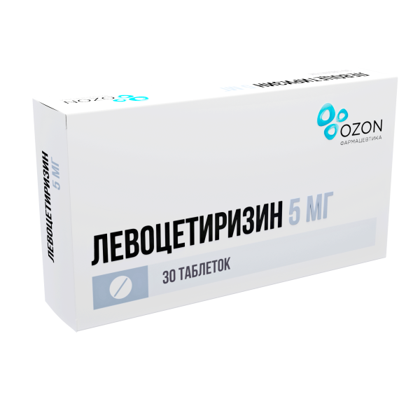Левоцетиризин таблетки, покрытые плёночной оболочкой 5мг №30 фото в интернет-аптеке "Фармсервис" Левоцетиризин таблетки, покрытые плёночной оболочкой 5мг №30 фото в интернет-аптеке "Фармсервис"
