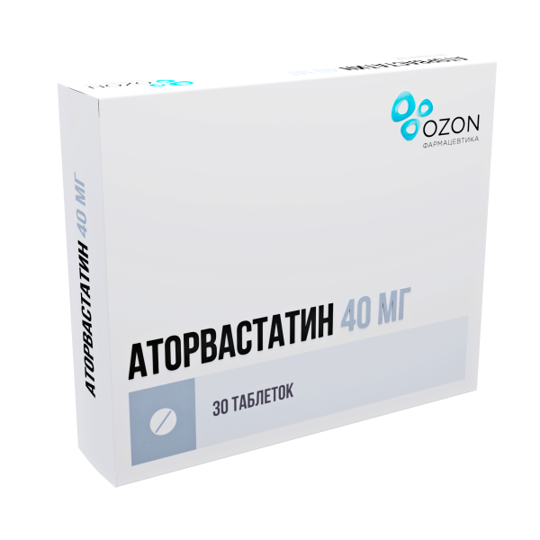 Аторвастатин таблетки, покрытые плёночной оболочкой 40мг №30 фото в интернет-аптеке "Фармсервис"