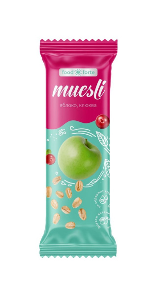 Батончик мюсли Food Forte Яблоко/клюква фото в интернет-аптеке "Фармсервис"