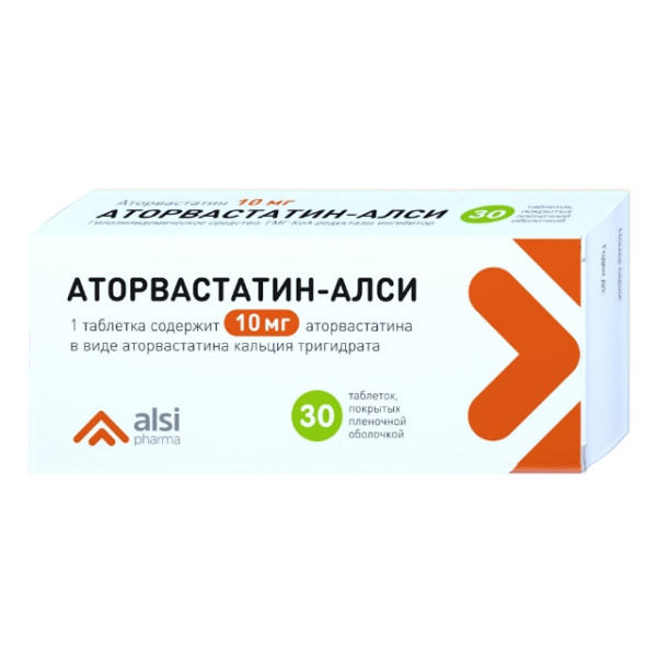 Аторвастатин-АЛСИ таблетки, покрытые плёночной оболочкой 10мг №30 фото в интернет-аптеке "Фармсервис"