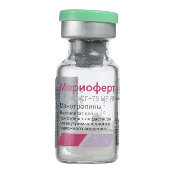 Мериоферт лиофилизат для приготовления раствора для внутримышечного и подкожного введения 75МЕ ФСГ+75МЕ ЛГ x 75МЕ №1 фото в интернет-аптеке "Фармсервис"