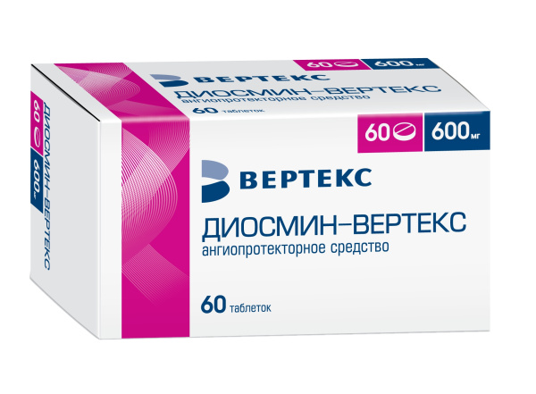 Диосмин-ВЕРТЕКС таблетки, покрытые плёночной оболочкой 600мг №60 фото в интернет-аптеке "Фармсервис"