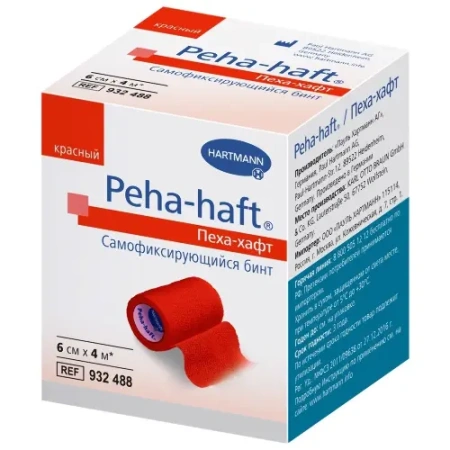 Бинт PEHA-HAFT фиксирующий самоклеющийся 4м х 6см (красный) детальное фото в интернет-аптеке "Фармсервис"