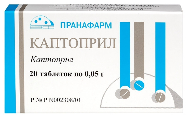 Каптоприл таблетки 50мг №20 фото в интернет-аптеке "Фармсервис"