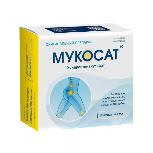 Мукосат раствор для внутримышечного и внутрисуставного введения 100мг/мл x 2мл №10 фото в интернет-аптеке "Фармсервис"