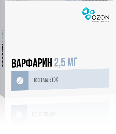 Варфарин таблетки 2.5мг №100 детальное фото в интернет-аптеке "Фармсервис"