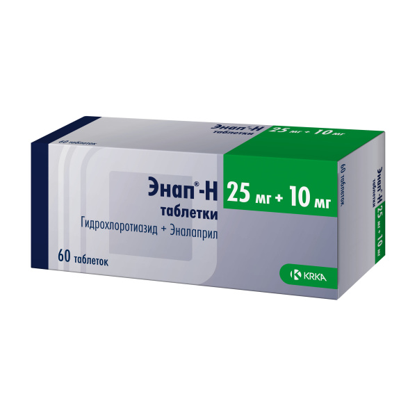 Энап-H таблетки 25мг+10мг №60 фото в интернет-аптеке "Фармсервис"