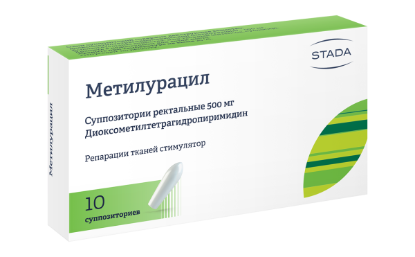 Метилурацил суппозитории ректальные 500мг №10 фото в интернет-аптеке "Фармсервис" Метилурацил суппозитории ректальные 500мг №10 фото в интернет-аптеке "Фармсервис"