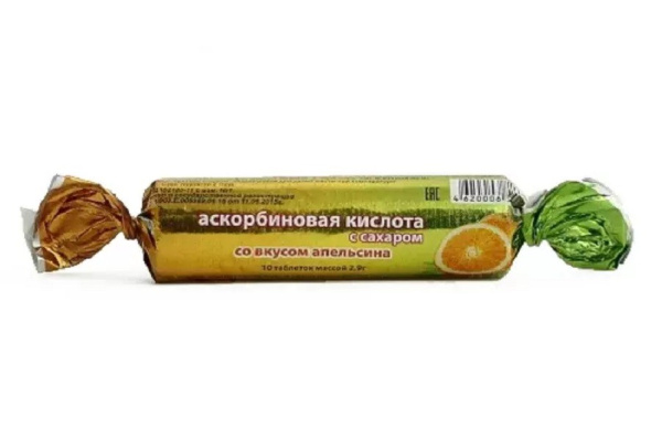 АСКОРБИНОВАЯ КИСЛОТА С САХАРОМ "ЭКО" СО ВКУСОМ АПЕЛЬСИНА, 10 ШТ. N10 табл Эко фото в интернет-аптеке "Фармсервис"