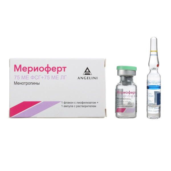 Мериоферт лиофилизат для приготовления раствора для внутримышечного и подкожного введения 75МЕ ФСГ+75МЕ ЛГ x 75МЕ №1 фото в интернет-аптеке "Фармсервис"