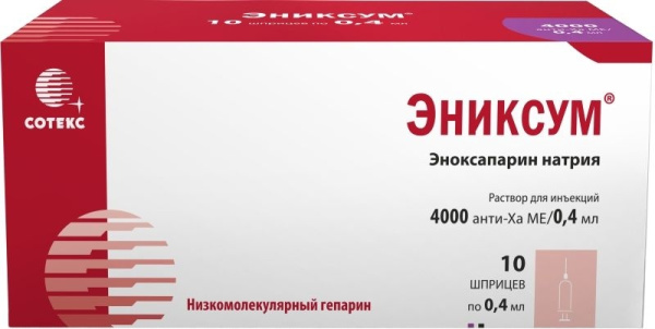 Эниксум раствор для инъекций 4000анти-Ха МЕ/0.4мл x 400мкл №10 фото в интернет-аптеке "Фармсервис"