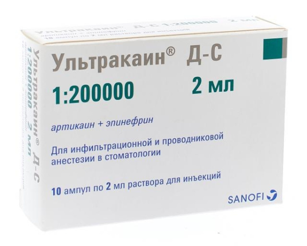 Ультракаин Д-С раствор для инъекций 40мг/мл+0.005мг/мл x 2мл №10 фото в интернет-аптеке "Фармсервис"