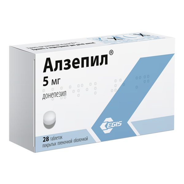 Алзепил таблетки, покрытые плёночной оболочкой 5мг №28 фото в интернет-аптеке "Фармсервис"