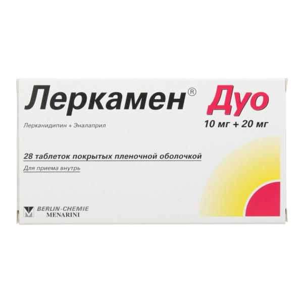 Леркамен Дуо таблетки, покрытые плёночной оболочкой 10мг+20мг №28 фото в интернет-аптеке "Фармсервис"