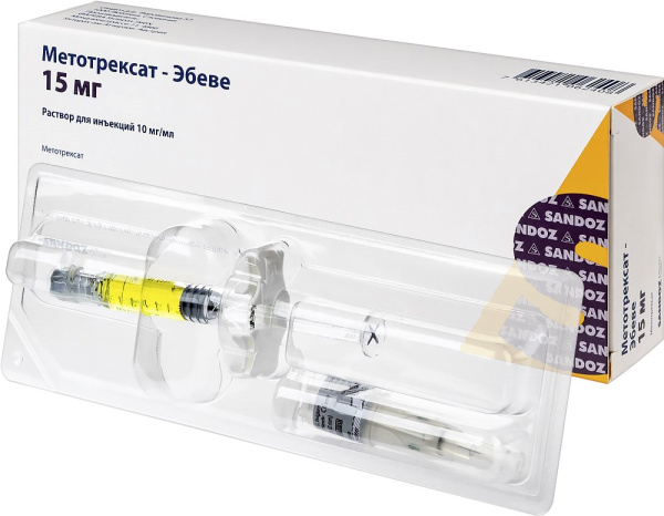 Метотрексат-Эбеве раствор для инъекций 10мг/мл x 1.5мл №1 фото в интернет-аптеке "Фармсервис"