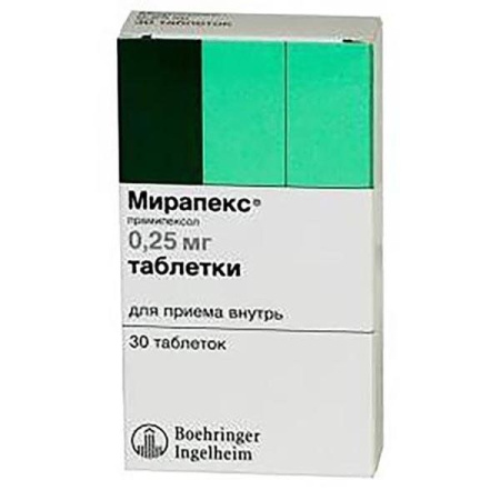 Мирапекс таблетки 250мкг №30 детальное фото в интернет-аптеке "Фармсервис"