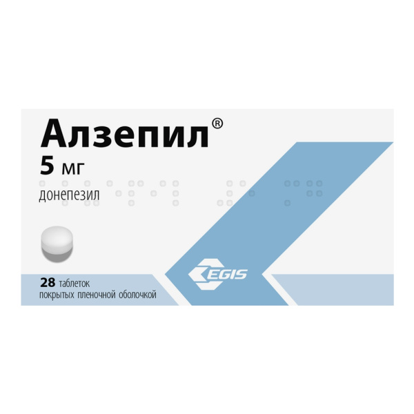 Алзепил таблетки, покрытые плёночной оболочкой 5мг №28 фото в интернет-аптеке "Фармсервис"