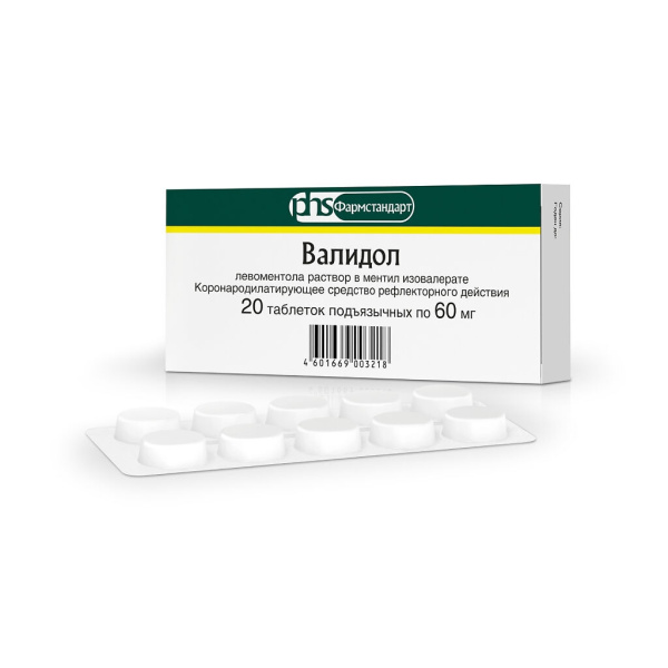 Валидол таблетки подъязычные 60мг №20 фото в интернет-аптеке "Фармсервис" Валидол таблетки подъязычные 60мг №20 фото в интернет-аптеке "Фармсервис"