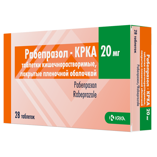 Рабепразол-КРКА таблетки кишечнорастворимые, покрытые пленочной оболочкой 20мг №28 фото в интернет-аптеке "Фармсервис"