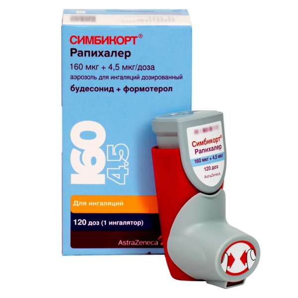 Симбикорт Рапихалер аэрозоль для ингаляций дозированный 160мкг/доза+4.5мкг/доза x 120доза №1 фото в интернет-аптеке "Фармсервис"