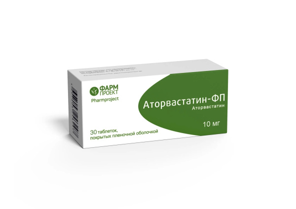 Аторвастатин-ФП таблетки, покрытые плёночной оболочкой 10мг №30 фото в интернет-аптеке "Фармсервис"